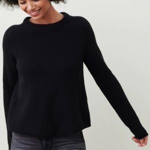 Jenni Kayne Black %100 cashmere Fisherman Sweater pullover crew